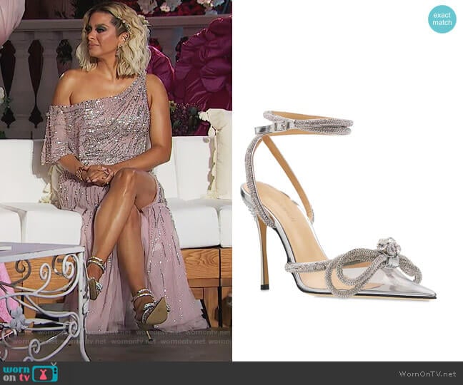 Double Bow PVC Leather Pumps by Mac and Mach worn by Robyn Dixon on The Real Housewives of Potomac