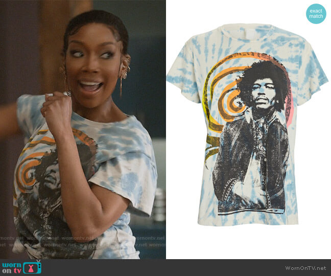 imi Hendrix Tie-Dye T-Shirt by Madeworn worn by Naomi (Brandy Norwood) on Queens