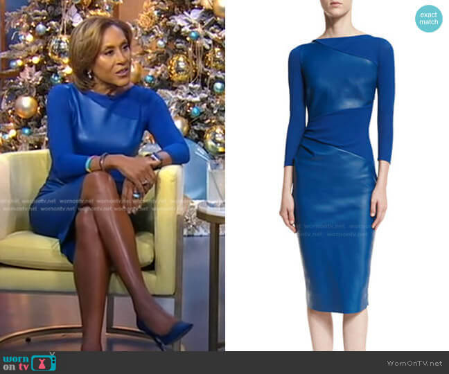 WornOnTV: Robin’s blue leather front dress on Good Morning America ...