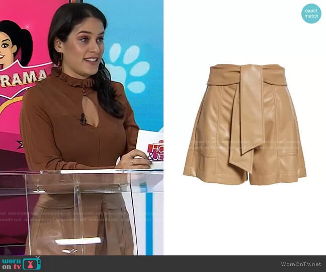 Mari Tie Waist Faux Leather Shorts by Jonathan Simkhai worn by Donna Farizan on Today