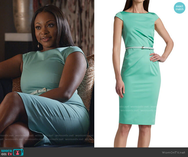 Zic Cotton Sateen Belted Cap Sleeve Dress by Max Mara worn by Jill (Naturi Naughton) on Queens