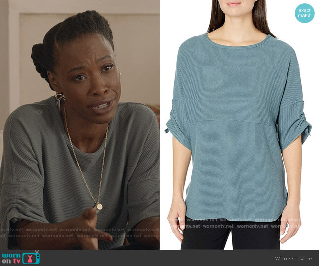 WornOnTV: Grace’s teal ruched sleeve sweater on All American | Karimah ...