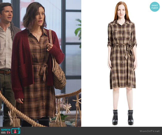 Rayon Plaid Short Dress by Max Studio worn by Sarah (Caitlin McGee) on Home Economics