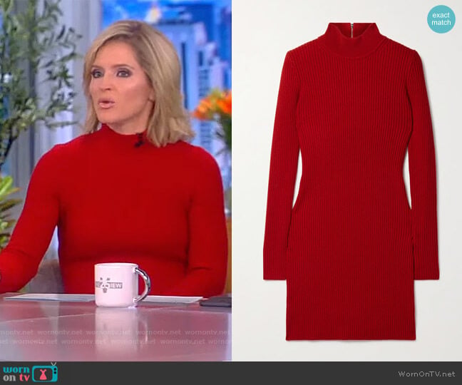 Ribbed cashmere turtleneck mini dress by Michael Kors Collection worn by Sara Haines on The View