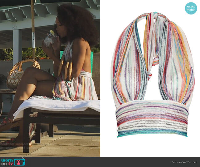 Striped Knit Halter Top by Missoni Mare worn by Angela Vaughn (Yaya DaCosta) on Our Kind of People