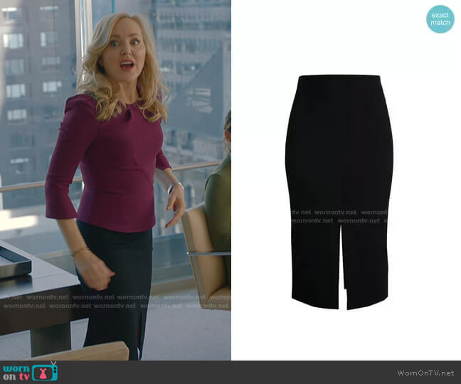 Moka Vented Wool Skirt by Roland Mouret worn by Marissa Morgan (Geneva Carr) on Bull