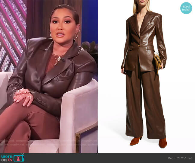 Hathi Vegan Leather Tailored Blazer by Nanushka worn by Adrienne Houghton on The Real