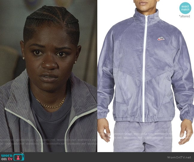 Heritage Windrunner Corduroy Jacket by Nike worn by Tamia Cooper (Bre Z) on All American