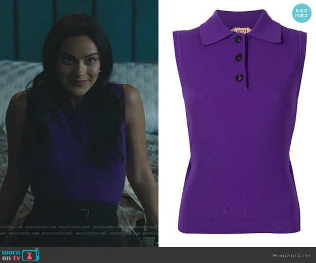 Sleeveless Cut-out Polo by Nº21 worn by Veronica Lodge (Camila Mendes) on Riverdale
