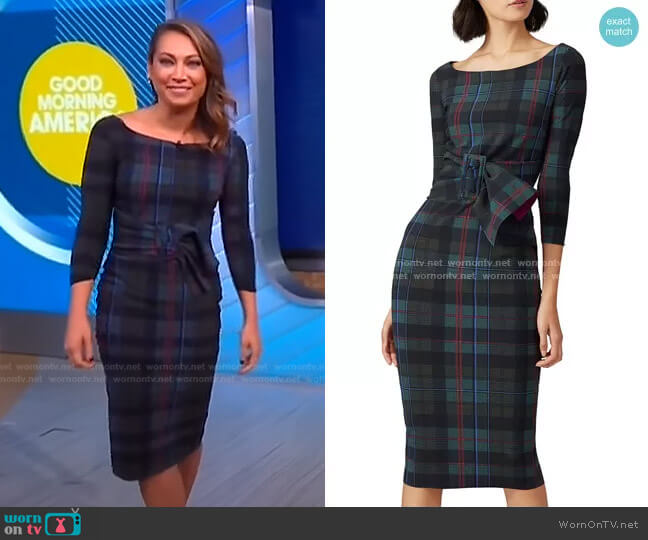 Plaid Thayna Sheath Dress by La Petite Robe di Chiara Boni worn by Ginger Zee on Good Morning America