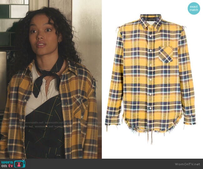 Plaid Long-Sleeve Shirt by R13 worn by Zoya Lott (Whitney Peak) on Gossip Girl