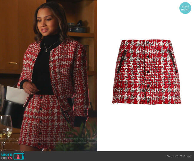 Cruella Tweed Mini Skirt by Rag & Bone worn by May Grant (Corinne Massiah) on 9-1-1