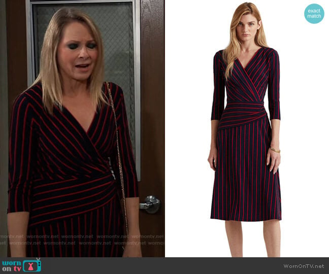 Striped Jersey Dress by Ralph Lauren worn by Bonnie Burroughs on General Hospital worn by Gladys Corbin (Bonnie Burroughs) on General Hospital