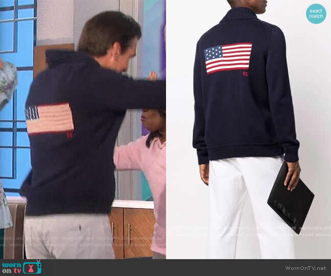 Button-up Knitted Cardigan by Ralph Lauren worn by Jerry O'Connell on The Talk