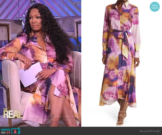 Gianna Printed Shirt Dress by Robert Graham worn by Garcelle Beauvais on The Real