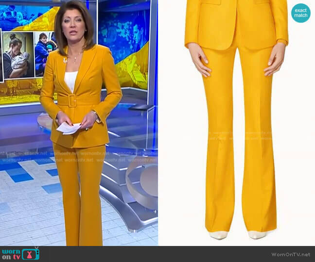 Robin Flared Trousers by Suistudio worn by Norah O'Donnell  on CBS Evening News