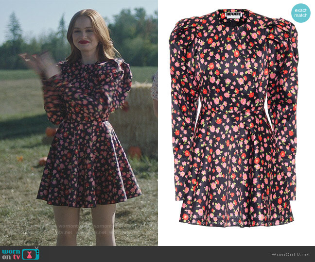 Pauline stretch-satin minidress by Rotate Birger Christensen worn by Cheryl Blossom (Madelaine Petsch) on Riverdale