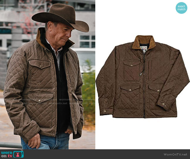 Schaefer Outfitter Blacktail RangeWax Quilted Jacket in Oak worn by John Dutton (Kevin Costner) on Yellowstone
