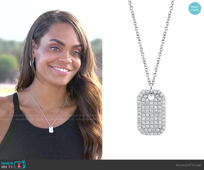 Diamond Dog Tag Necklace by Shy Creation worn by Michelle Young on The Bachelorette