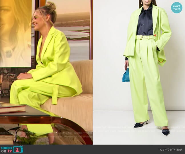 Neon Draped Blazer and Pants by Sies Marjan worn by Kelsea Ballerini on The Drew Barrymore Show