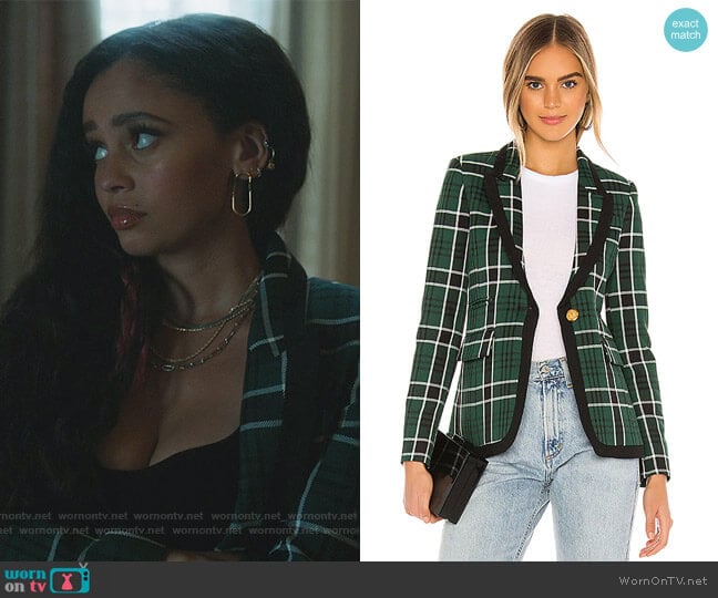 Taped Peaked Lapel Blazer by Smythe worn by Toni Topaz (Vanessa Morgan) on Riverdale