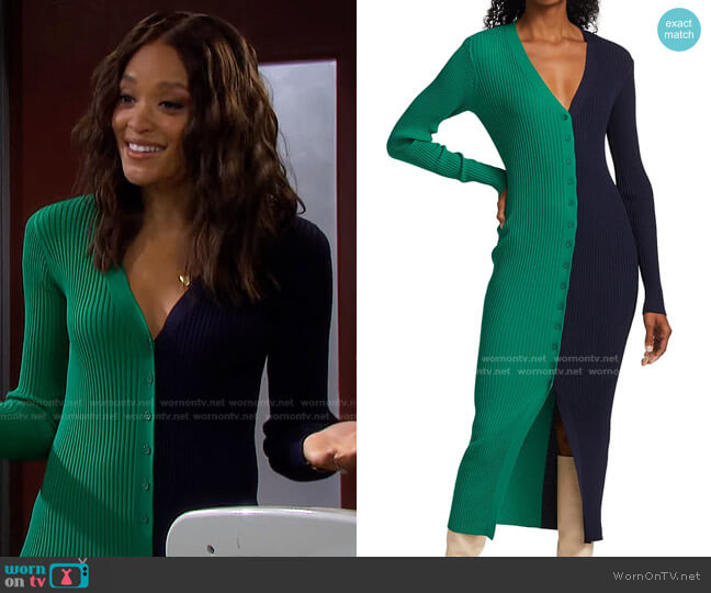 Shoko Dress in Clover Deep Sea by Staud worn by Lani Price (Sal Stowers) on Days of our Lives