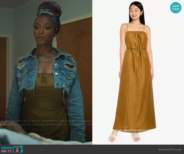 Strappy Shirred Maxi Dress by Banana Republic worn by Angela Vaughn (Yaya DaCosta) on Our Kind of People