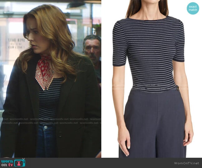 Stripe Ribbed Top by Vince worn by Nancy Drew (Kennedy McMann) on Nancy Drew