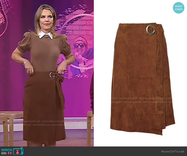 Suede Wrap Skirt by Tibi worn by Savannah Guthrie on Today