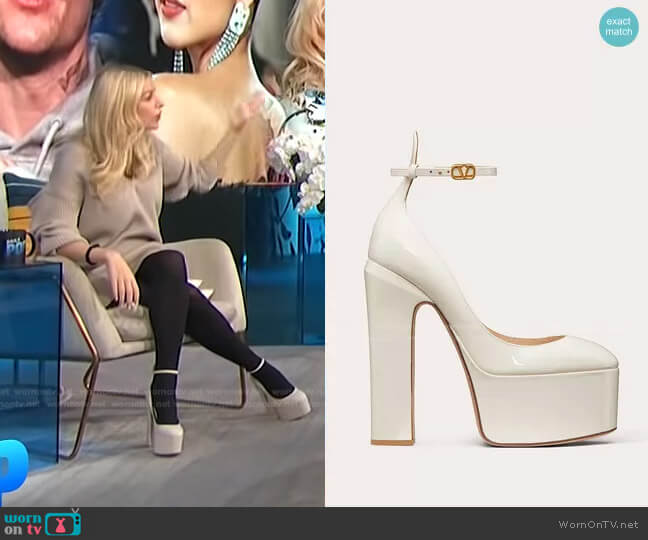 Tan-Go Platform Sandals by Valentino worn by Morgan Stewart on E! News