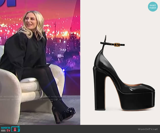 Tan-Go Platform Sandals by Valentino worn by Morgan Stewart on E! News