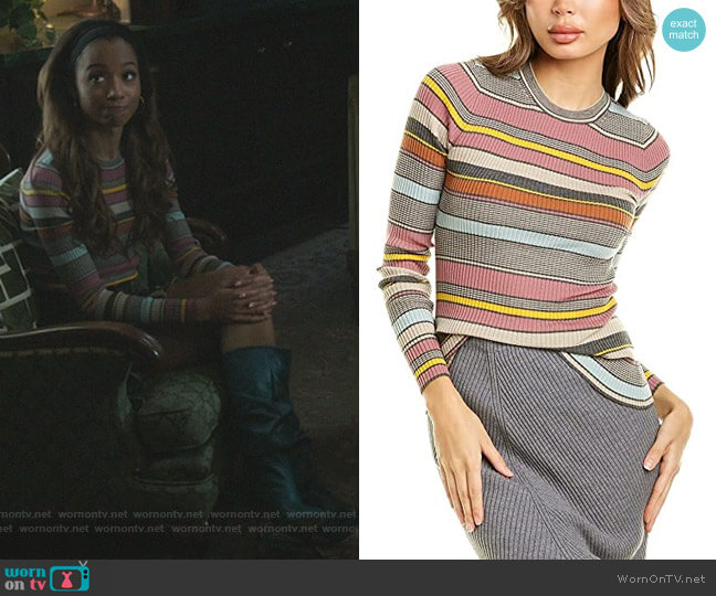 Striped Sweater by Theory worn by Erinn Westbrook on Riverdale worn by Tabitha Tate (Erinn Westbrook) on Riverdale