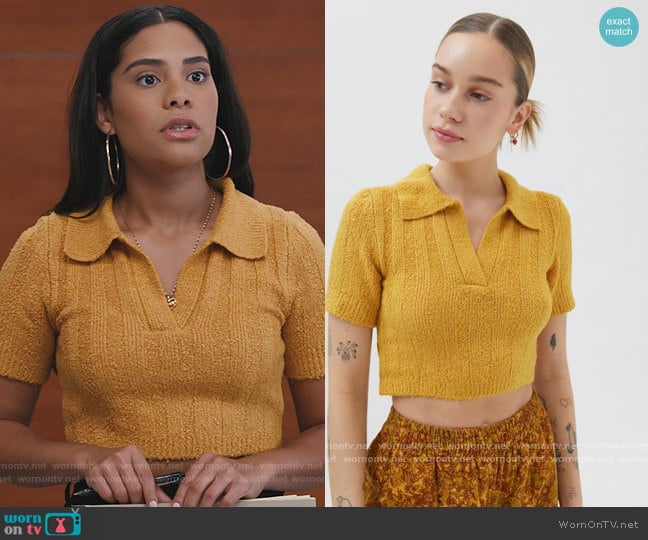 Andrea Cropped Sweater by Urban Outfitters worn by Daisy (Haskiri Velazquez) on Saved By The Bell