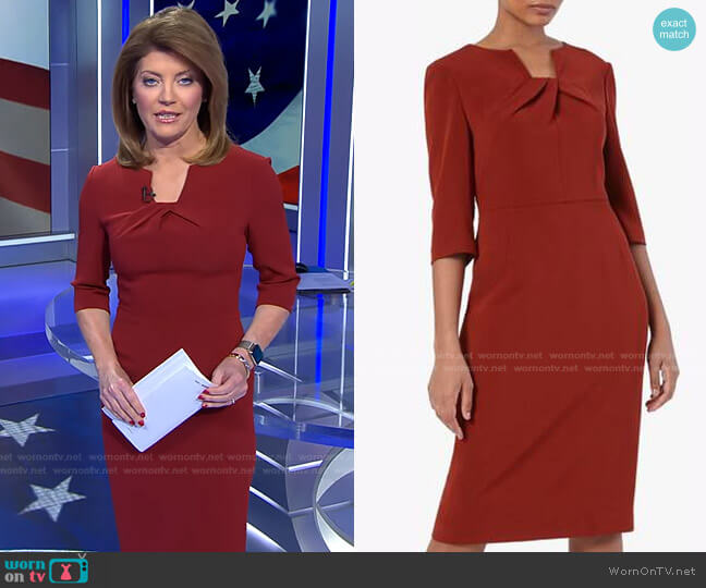 Waverley Dress by The Fold London worn by Norah O'Donnell on CBS Evening News