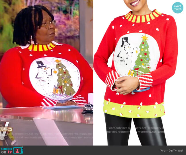 Snowy in the Globe Oversize Mock Neck Sweater by Whoopi worn by Whoopi Goldberg  on The View