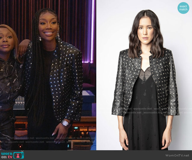 Verys Cuir Studs Jacket by Zadic and Voltaire worn by Naomi (Brandy Norwood) on Queens