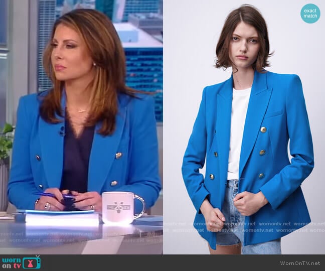 Double Breasted Blazer by Zara worn by Morgan Ortagus on The View