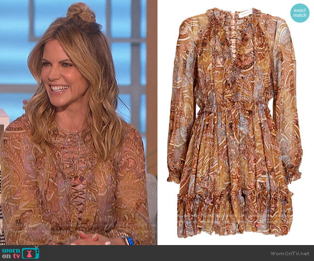 Concert Lace-Up Paisley Chiffon Dress by Zimmermann worn by Natalie Morales on The Talk