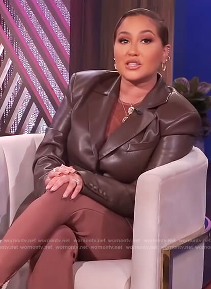 Adrienne’s brown leather blazer on The Real