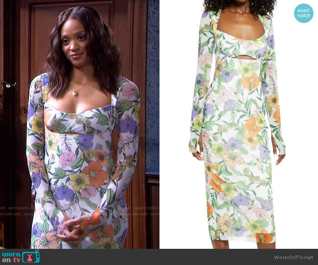 Kellen Cutout Long Sleeve Mesh Midi Dress by AFRM worn by Lani Price (Sal Stowers) on Days of our Lives