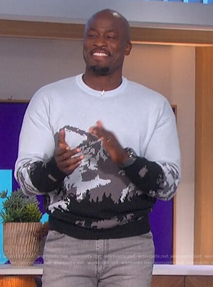 WornOnTV Akbar s gray mountain print sweater on The Talk Akbar