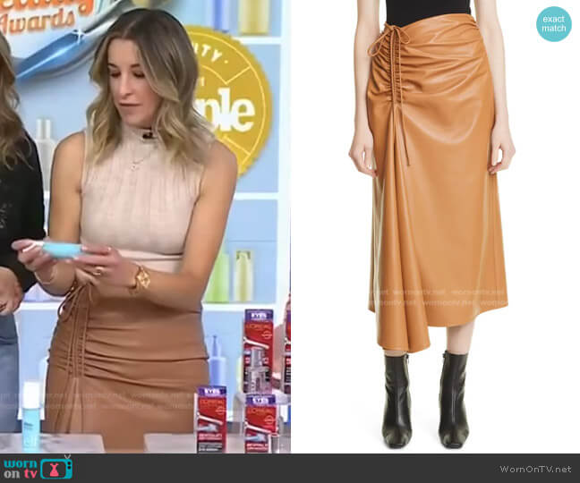 Orly Gathered Faux Leather Midi Skirt by A.L.C. worn by Andrea Lavinthal on Today