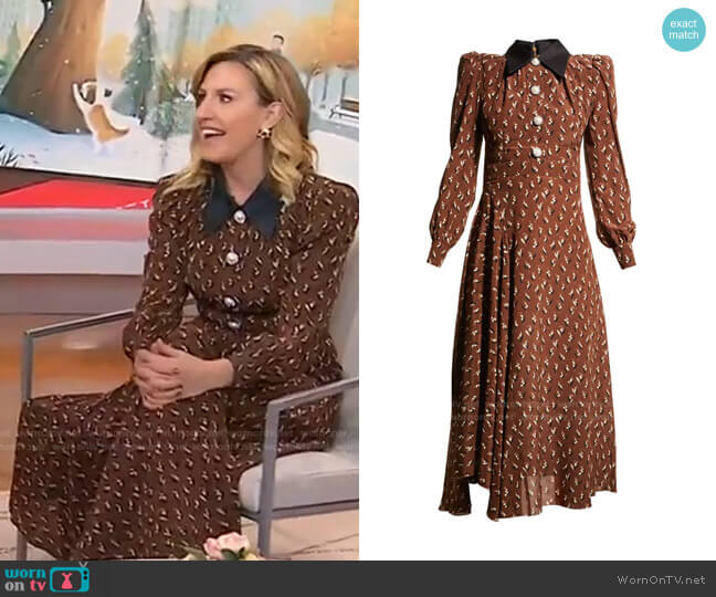 Lily Of The Valley Printed Silk Dress by Alessandra Rich worn by Poppy Harlow on Today