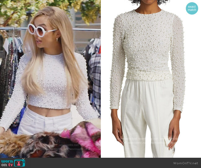 Delaina Embellished Crop Top by Alice + Olivia worn by Lexi (Josie Totah) on Saved By The Bell