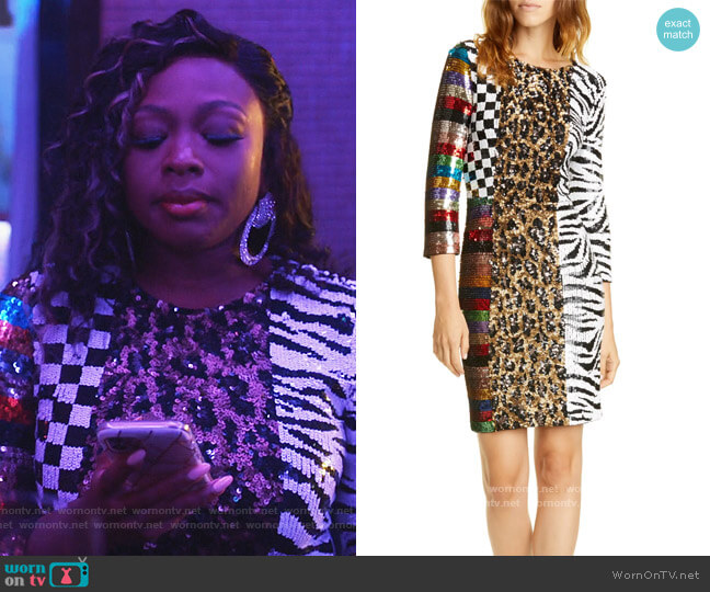 WornOnTV: Jill’s mixed print sequin dress on Queens | Naturi Naughton ...