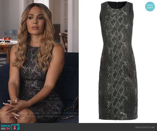 Larita Snake Skin Leather Dress by Alice + Olivia worn by Valeria (Nadine Velazquez) on Queens