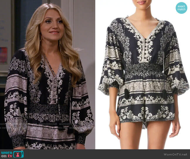 Alice + Olivia Senna Romper worn by Gina Dabrowski (Annaleigh Ashford) on B Positive