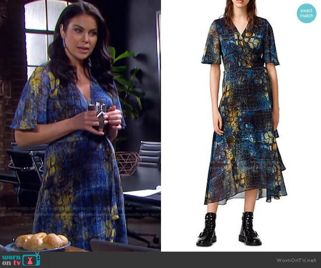 Adelana Mirus Wrap Dress by All Saints worn by Chloe Lane (Nadia Bjorlin) on Days of our Lives