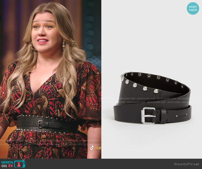 Alcor Studded Leather Belt by All Saints worn by Kelly Clarkson on The Voice
