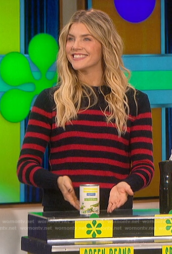 Amanda’s navy stripe sweater on The Talk